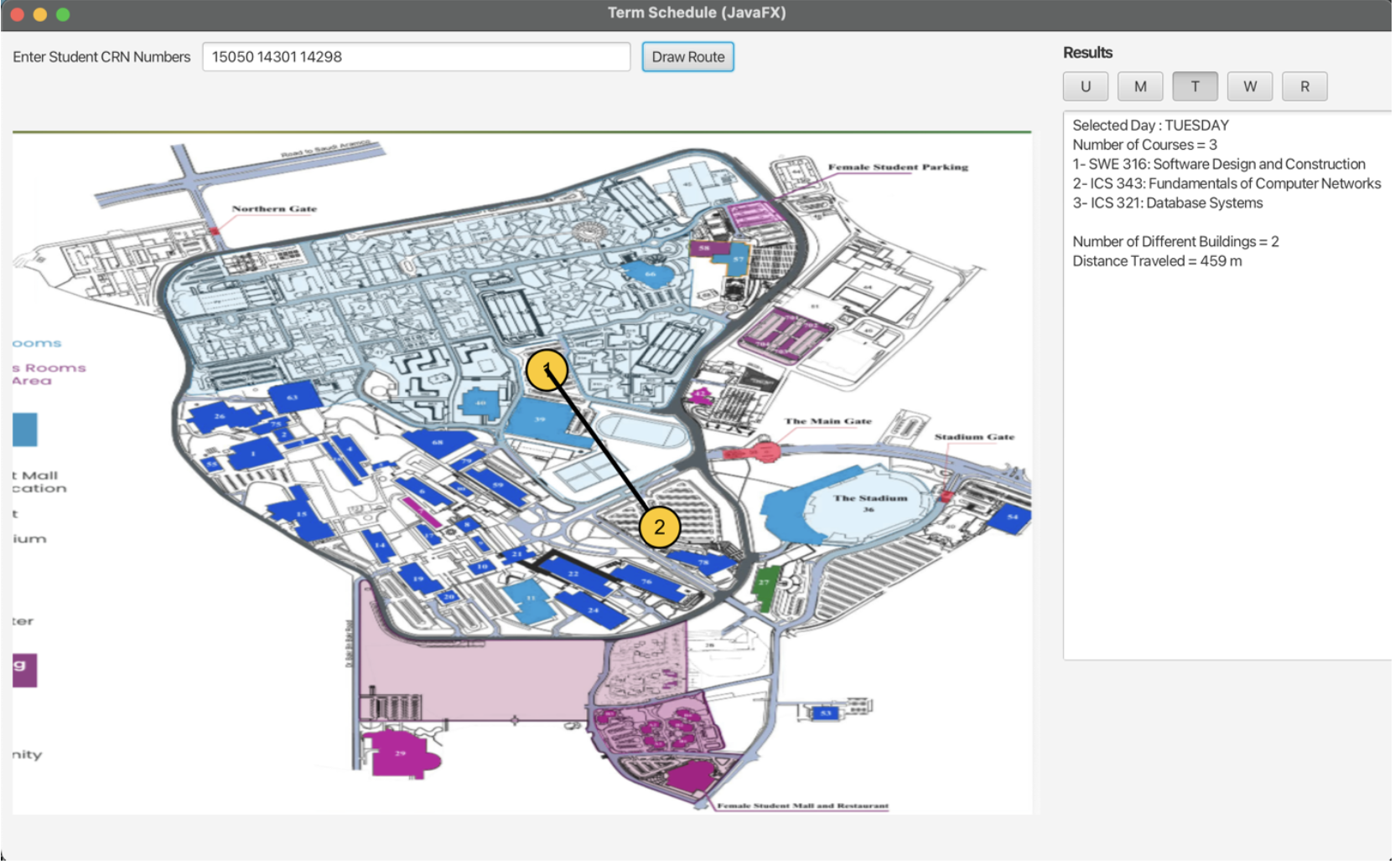 Preview of student daily schedule route visualizer project